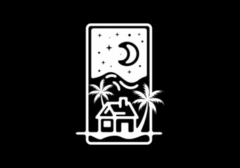 comfortable simple house line art illustration