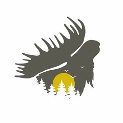 The head of an elk with large horns