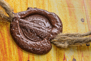 Sealing wax seal on a Christmas gift box