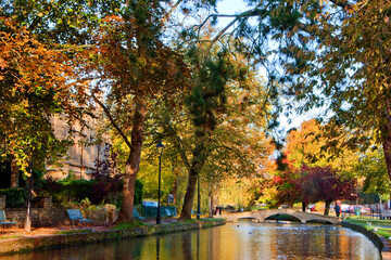 Bourton on the Water Autumn Trees Cotswolds Gloucestershire