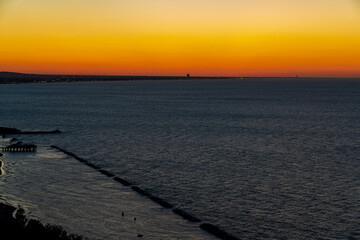 Sunset time in Gabicce Monte, amazing view on all the Riviera Romagnola beach 