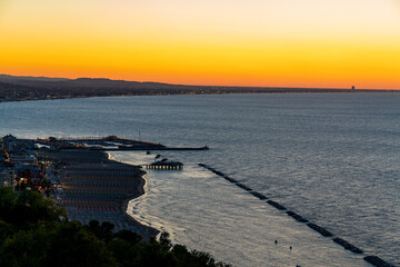 Sunset time in Gabicce Monte, amazing view on all the Riviera Romagnola beach 