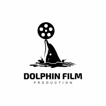 Dolphin with Film Reel for Film Production Studio Logo 