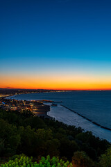 Sunset time in Gabicce Monte, amazing view on all the Riviera Romagnola beach 