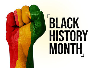 Black History Month Fist Design with Typography. Abstract Colorful Fist Supporting Black Lives...