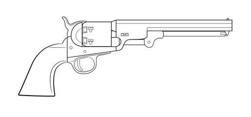 Illustration of the black powder revolver Colt Navy 1851. - obrazy, fototapety, plakaty