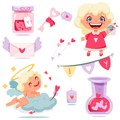 Vector illustrations on the theme of Valentine's Day. 