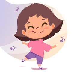 characters of a cute little girl.  dear kind child. Children's illustration in cartoon style.