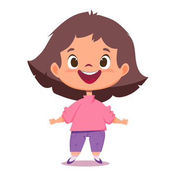 characters of a cute little girl. cute cartoon-style children's illustration