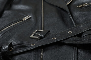black leather jacket closeup, background