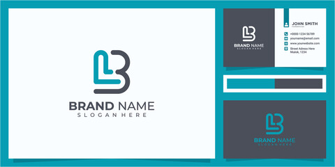 LB letter initial logo design template with business card icon. letter LB logo design