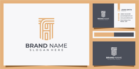 Letter TH line logo design inspiration. letter TH logo, TH logo icon with business card design