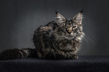 black and white cat on black background