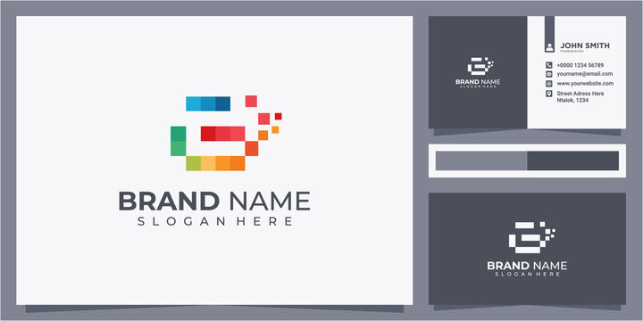 initial letter G geometric logo design concept with business card design - Powered by Adobe