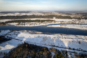 Winter river of Nemunas in Lithuania