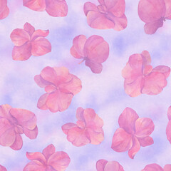 Watercolor seamless pattern of orchid flowers. Abstract background for design, wallpapers, wrapping paper. Orchid flowers ornament on a bright background.