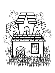 HOME COLORING PAGE,HOUSE DESIGN,HOUSE VECTOR COLORING PAGE,