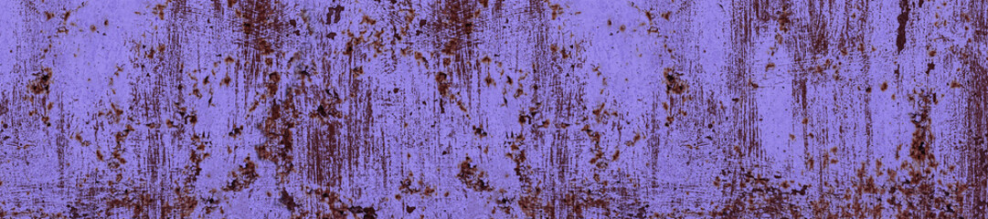 Panoramic rusty violet painted metal background.