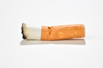 Cigarette butt isolated on white background
