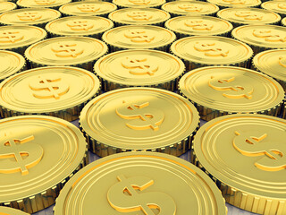 3d rendering usd Dollar symbol with gold coin