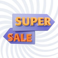 big super sale online shopping banner season special offer icon 3d render concept for social Poster