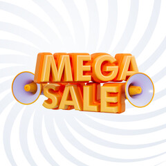 mega sale online shopping banner season special offer icon 3d render concept for social Poster