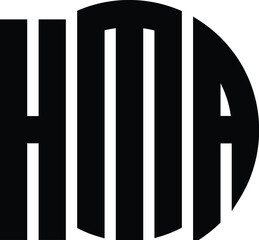 Title: HMA Letter logo design with a circular shape vector in illustration.