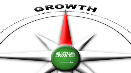 Saudi Arabia Globe Sphere Flag and Compass Concept Growth Titles – 3D Illustration