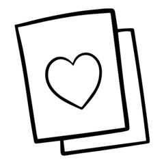 Card with heart hand drawn Doodle flat color design illustration for web, wedsite, application, presentation, Graphics design, branding, etc.