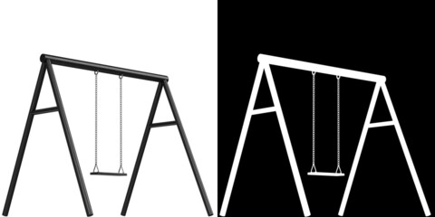 3D rendering illustration of a park swing