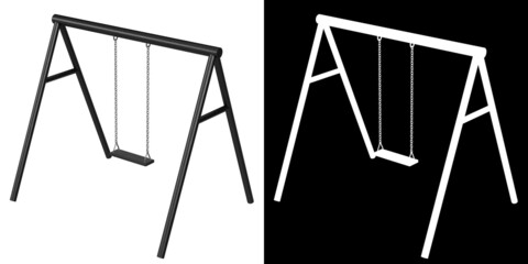 3D rendering illustration of a park swing