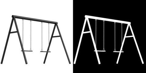 3D rendering illustration of a park swing