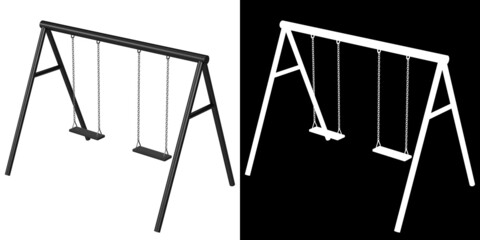 3D rendering illustration of a park swing