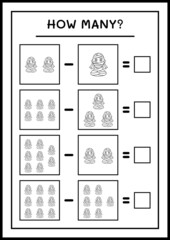 How many Mummy, game for children. Vector illustration, printable worksheet