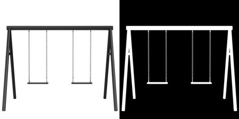 3D rendering illustration of a park swing