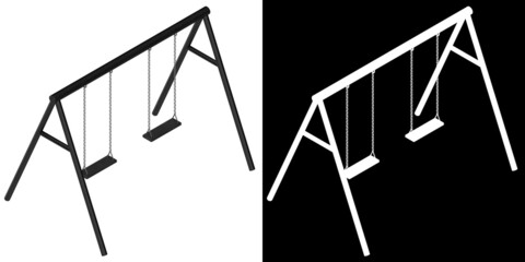 3D rendering illustration of a park swing