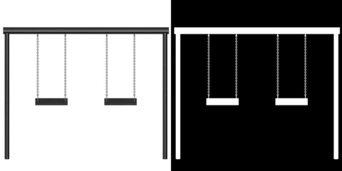 3D rendering illustration of a park swing