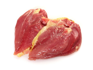 Raw Quail Breast isolated on white Background