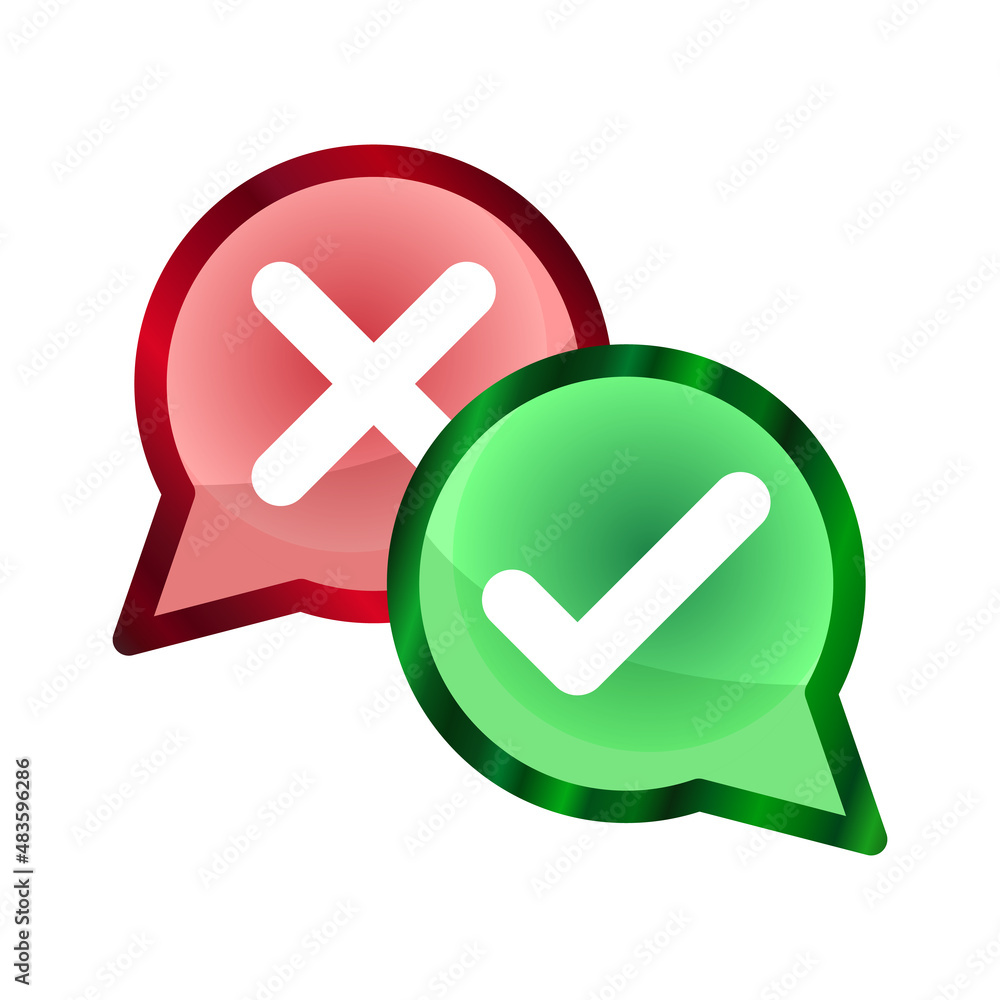 Poster yes and no vector icons. cross and check mark vector icon. voting points vector illustration. popula