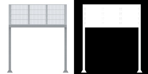 3D rendering illustration of a parking shelter with solar panels