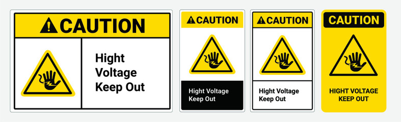 Caution Hight voltage keep out sign. Yellow triangle symbol.