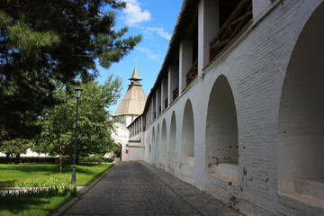 White walls and towers of a medieval castle