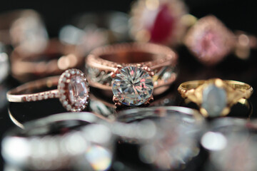 Beautiful diamond rings jewelry background
