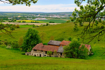 Landschaft im Naturschutzgebiet Hohe Wann zwischen Zeil am Main und Krum, Landkreis Hassberge, Unterfranken, Franken, Bayern, Deutschland