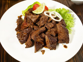 Roasted small cut Pork Liver Slices - Low carb food high in copper