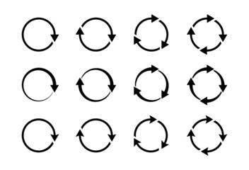 Fototapeta premium Load icon set for web design. Round with arrows. Vector illustration.