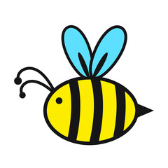 Cartoon Honey Bee icon on white background