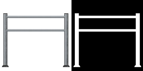 3D rendering illustration of a pedestrian lane fence