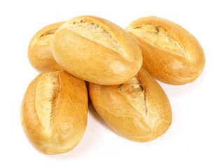 Classic German Bread Rolls - Fresh Buns isolated on white Background
