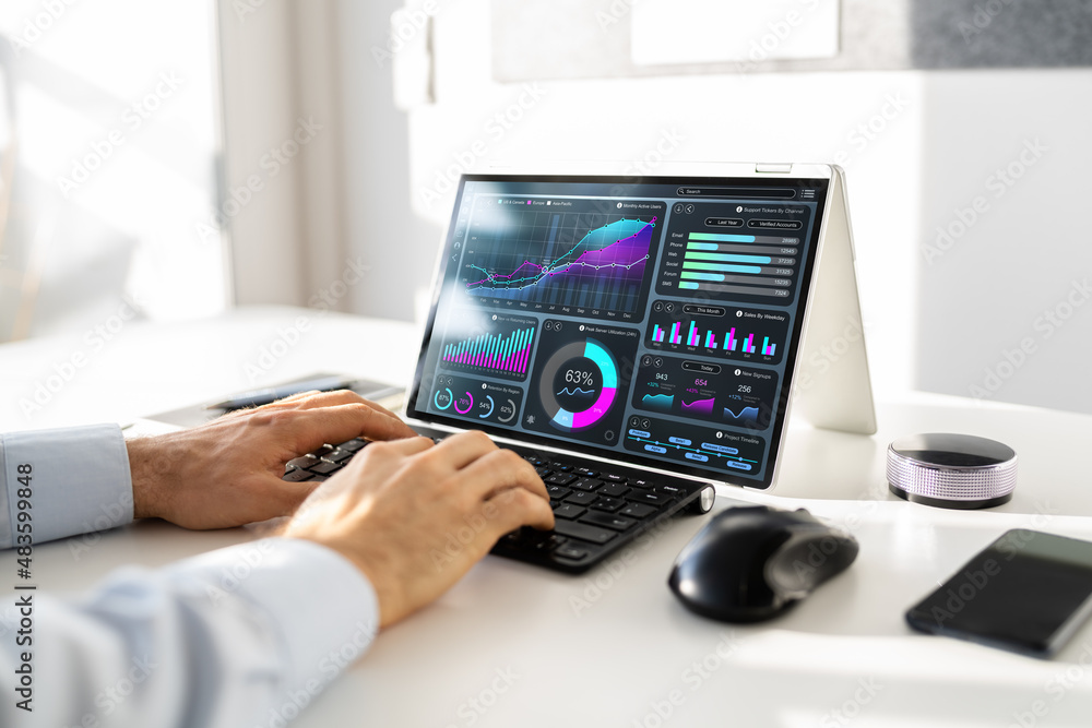 Poster kpi data analyst dashboard. information technology